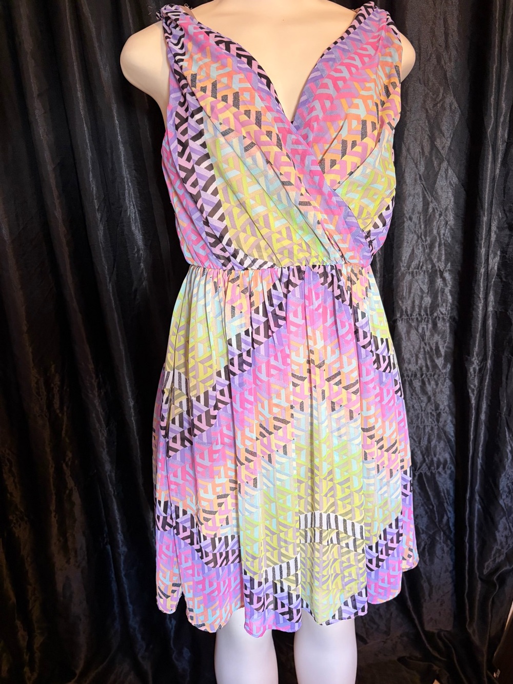 Calvin Klein Pastel Multicolor Geometric Mini Dress